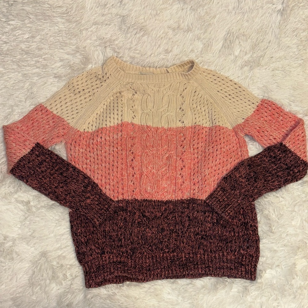 Forever 21 Colorblock Sweater - Cream, Pink, Brown